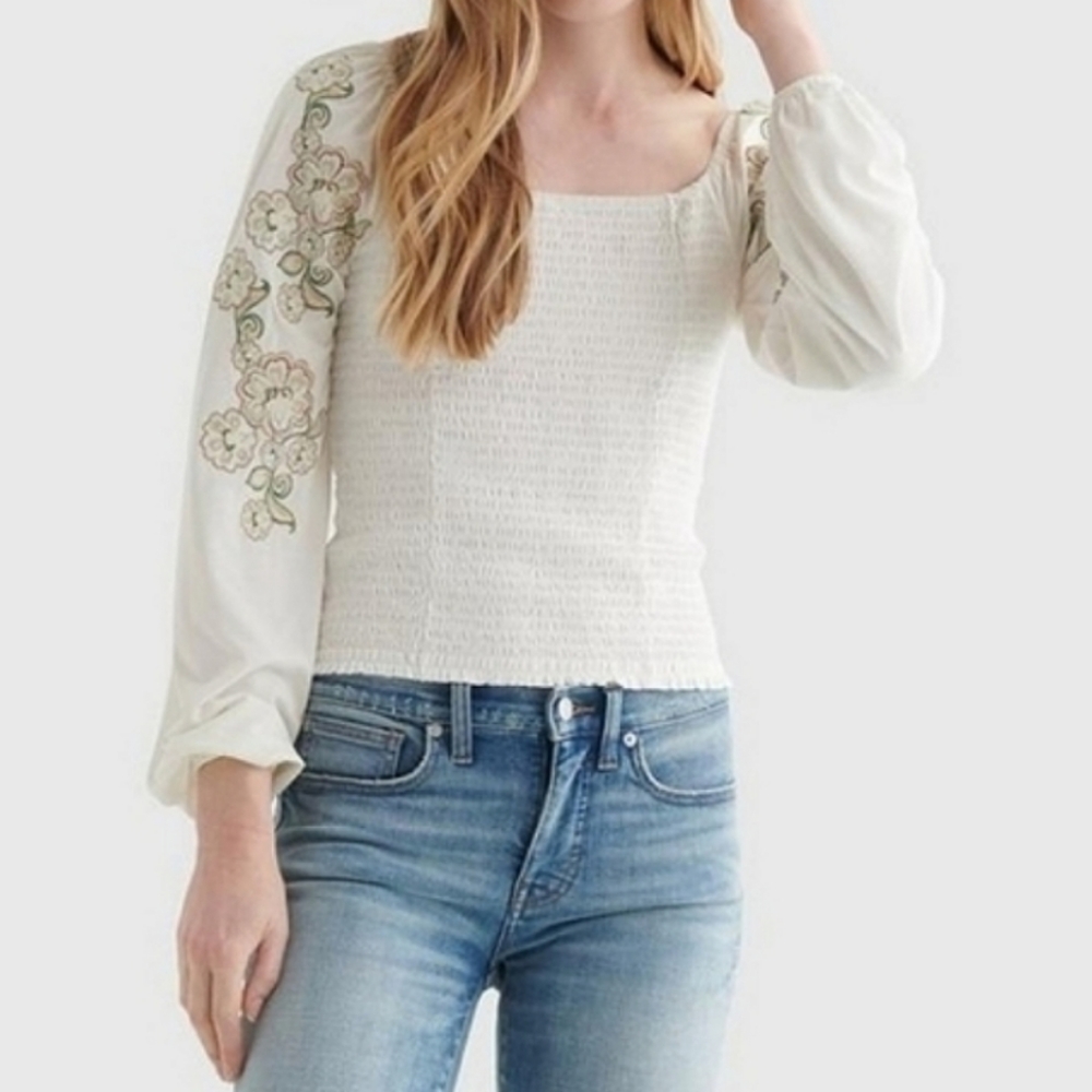 ๐ NWOT Lucky Brand Boho Embroidered Blouse ๐ - Picture 4 of 12
